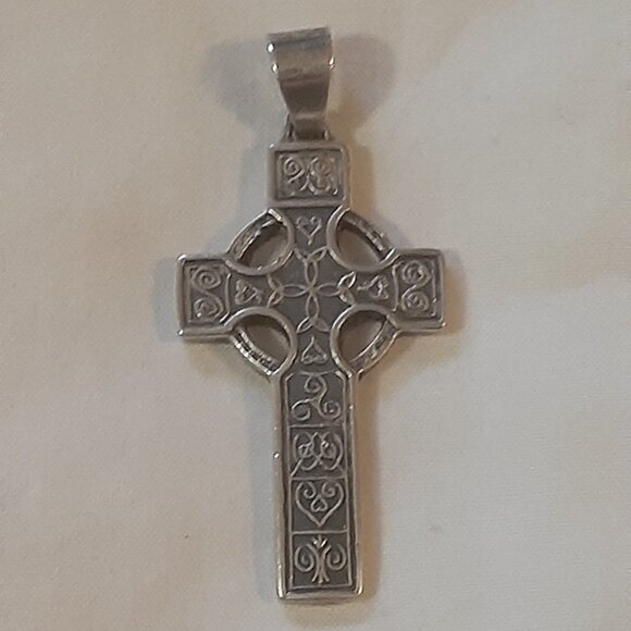 Vintage 925 Silver Celtic Cross Pendant - Picture 2 of 6